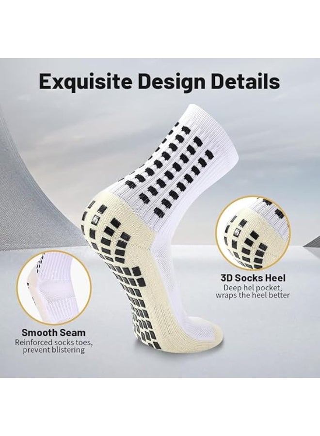 Arabest 5 Pack Men's Soccer Socks Anti Slip Non-Slip Grip Pads for Football Basketball Sports Grip Soccer Socks - Image 3